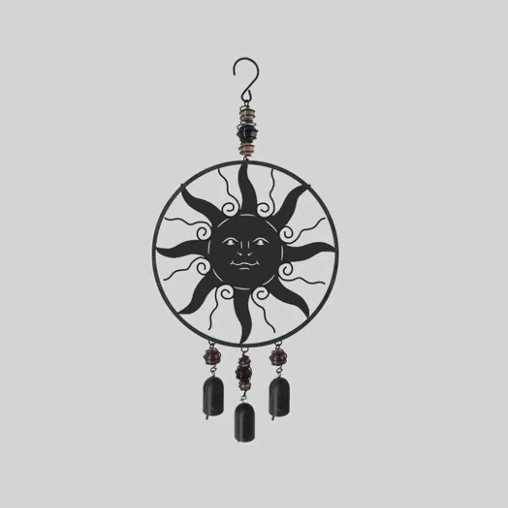 Celestial Sun Wind Chime Black Sheet Metal 8